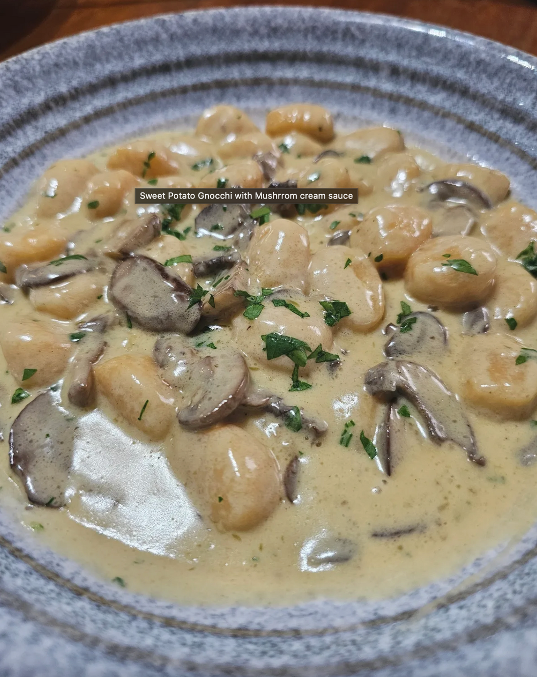 Sweet Potato Gnocchi with Mushroom Cream