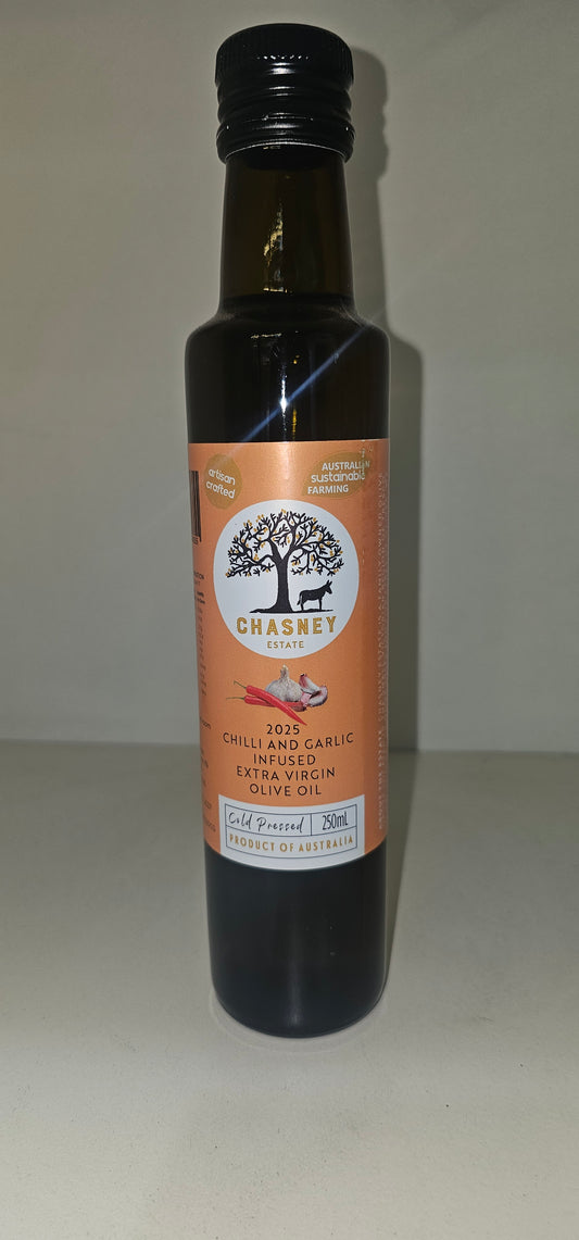 2025 Harvest Infused Extra Virgin Olive Oil 250ml - Chilli & Garlic